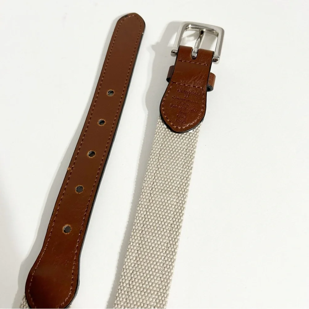 Unbranded Faux Leather and Plaid on Cotton Canvas Webbed Belt Square Belt Buckle
